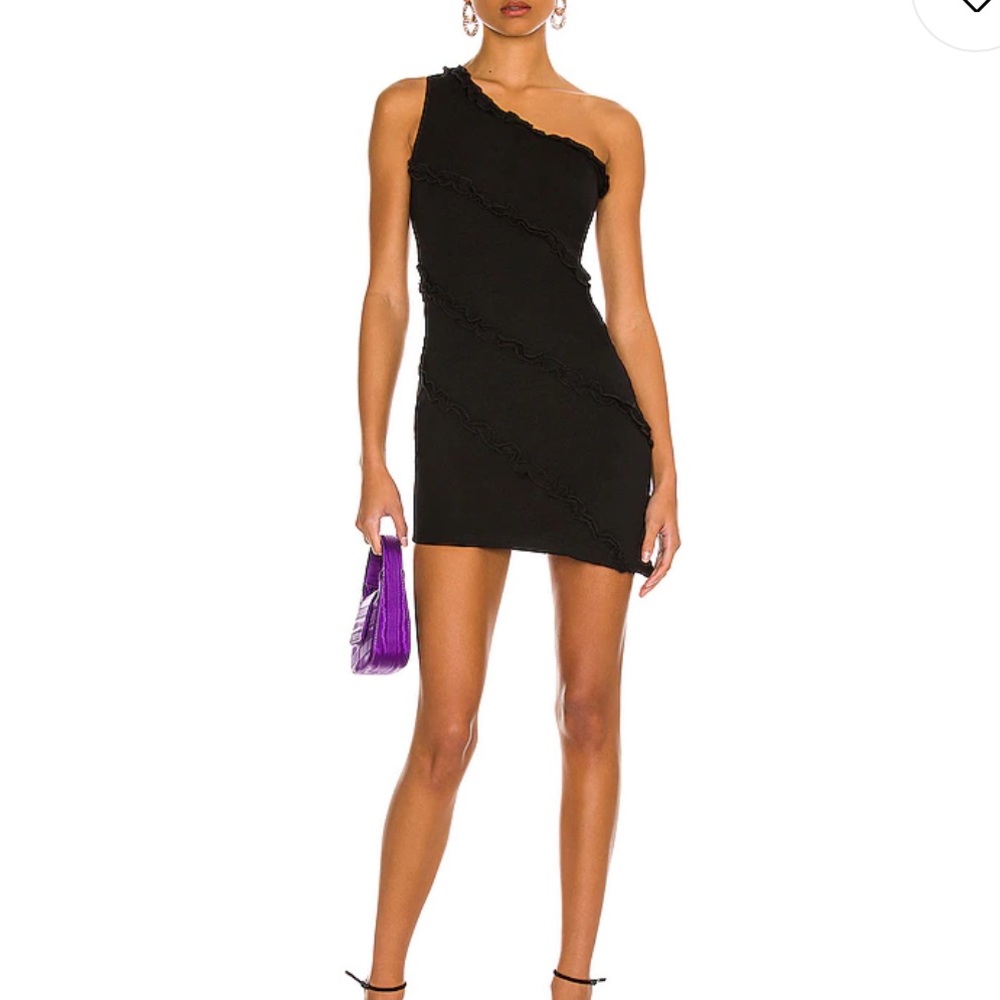 NWT | REVOLVE | MORE TO COME | Camila One Shoulder Dress in Black | Size M